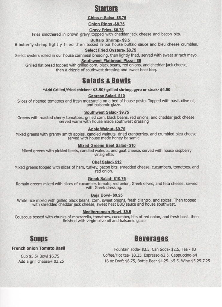 Pass the Salt Cafe Menu 2